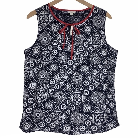 TALBOTS Top Tank Blouse Sleeveless Bandana Print Lightweight Size Medium NWT - Picture 9 of 9